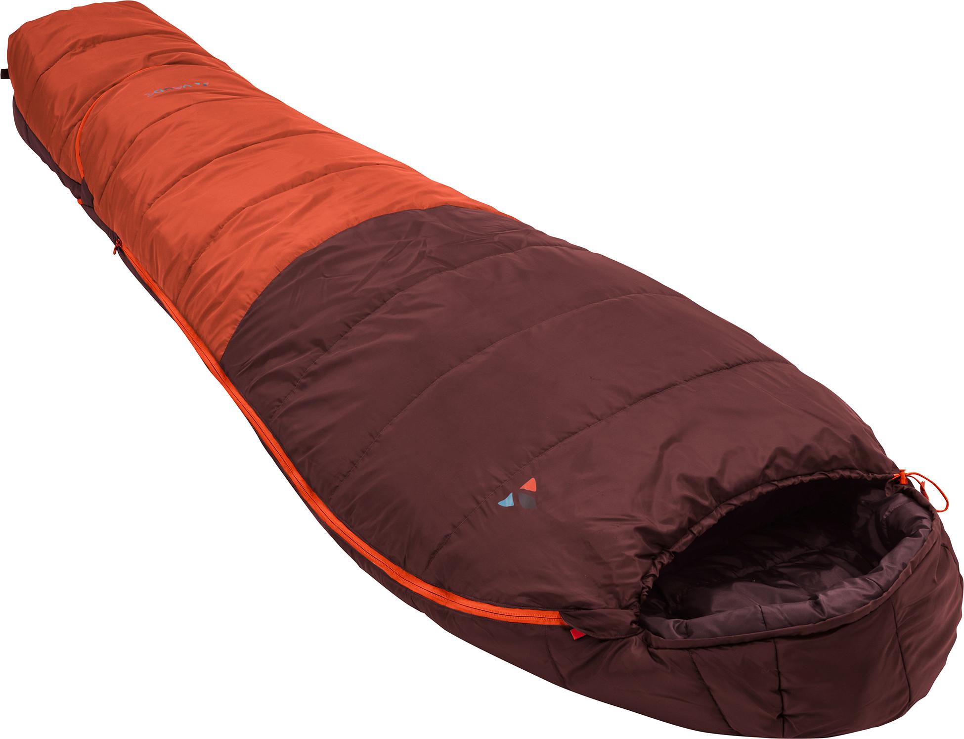 VAUDE Kids' Kobel Adjust 500 II SYN mumieformet juniorsovepose i oransje og mørk kirsebær